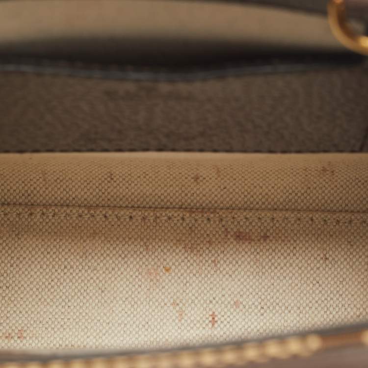 Pre Owned Gucci Beige/Ebony Jumbo GG Canvas and Leather Mini Vertical Tote