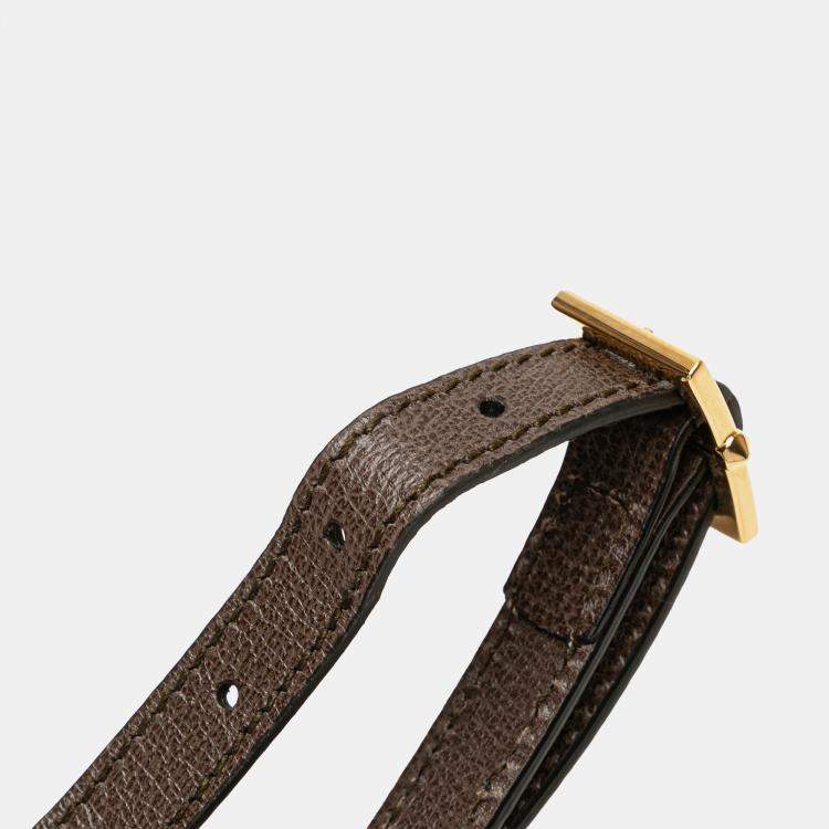 Pre Owned Gucci Beige Brown Medium GG Supreme Ophidia Web Satchel