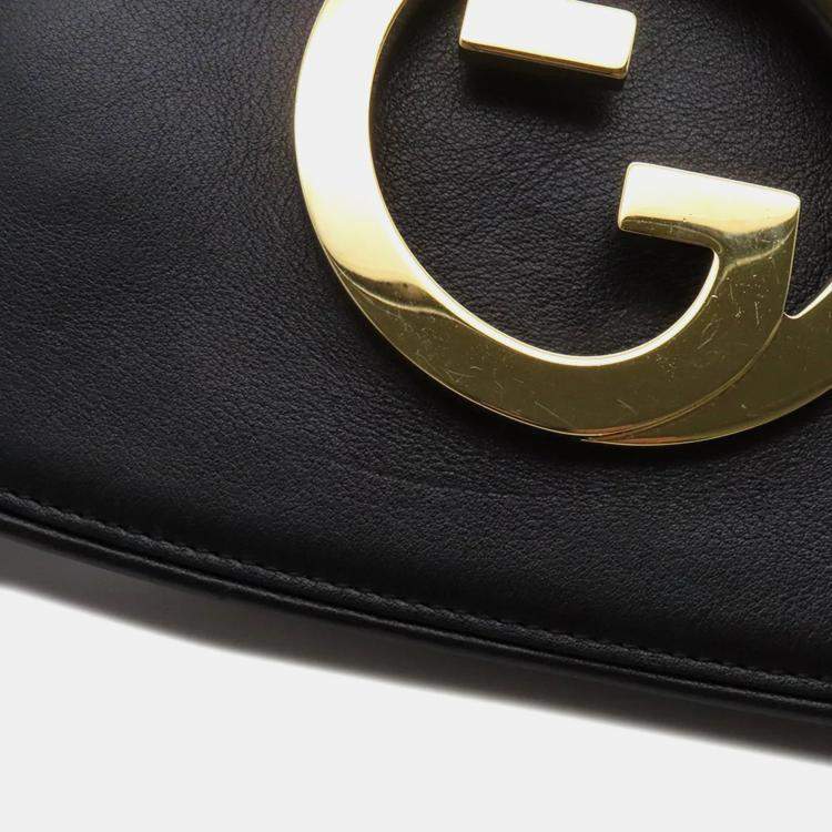 Pre Owned Gucci Blondie Small Black Leather Shoulder Bag