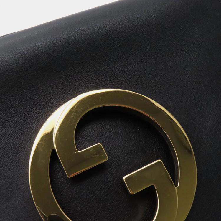 Pre Owned Gucci Blondie Small Black Leather Shoulder Bag