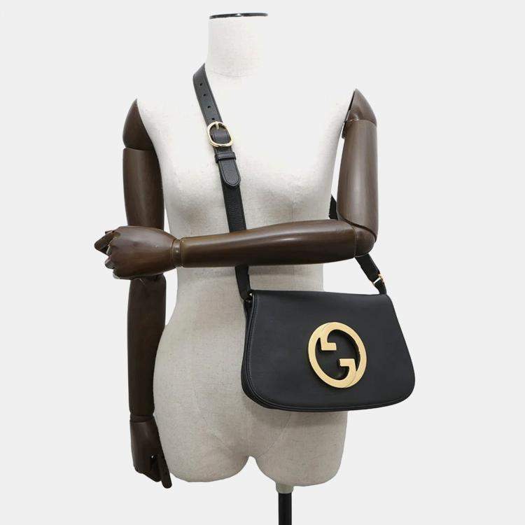 Pre Owned Gucci Blondie Small Black Leather Shoulder Bag