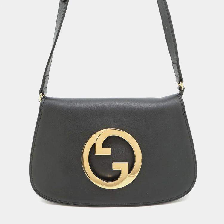 Pre Owned Gucci Blondie Small Black Leather Shoulder Bag