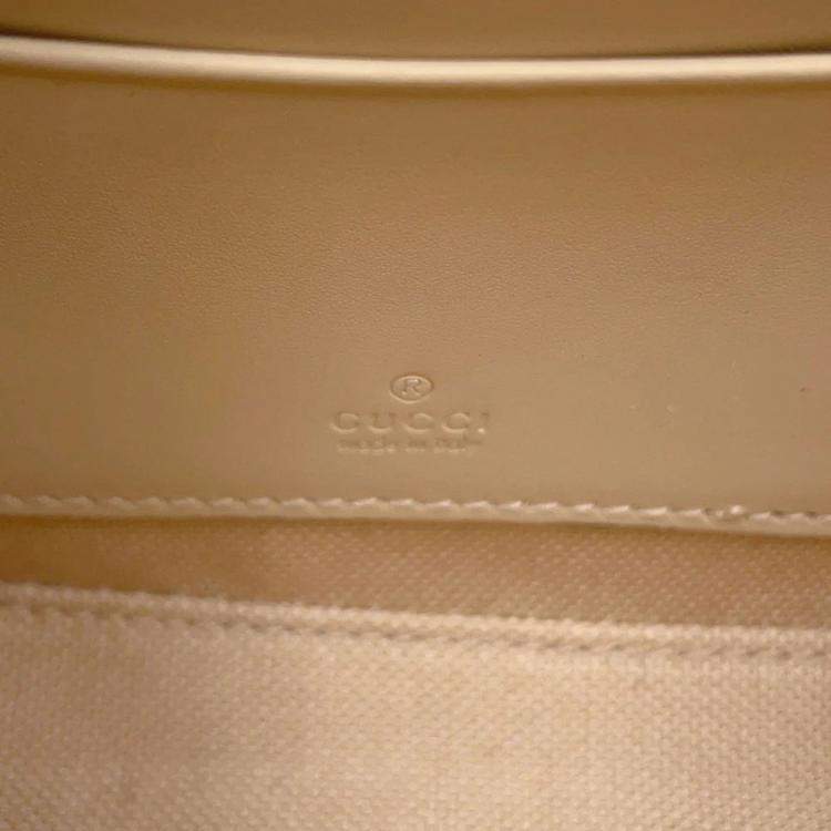 Pre Owned Gucci GG Super Mini Beige Leather Chain Shoulder Bag