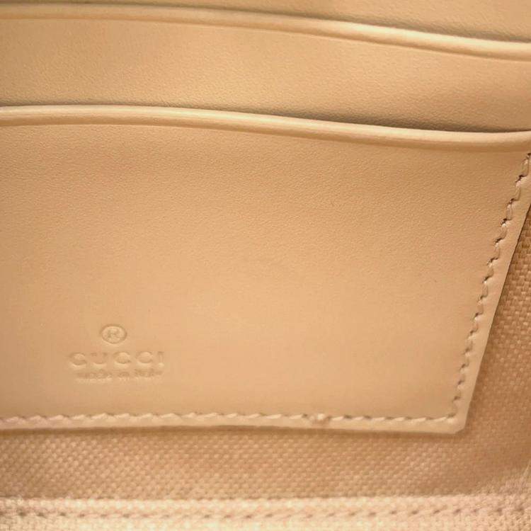 Pre Owned Gucci GG Super Mini Beige Leather Chain Shoulder Bag