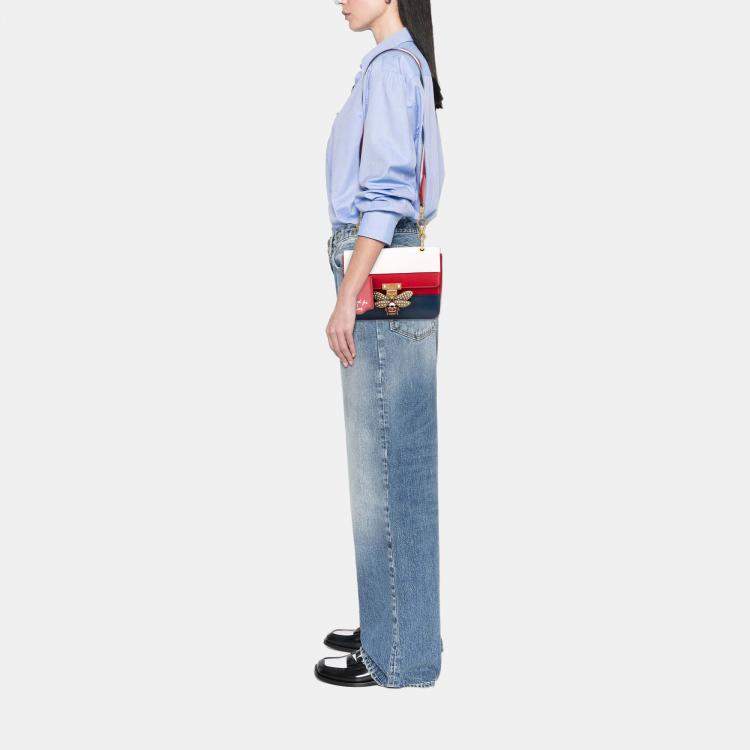 Pre Owned Gucci Multicolor Medium Calfskin Queen Margaret Flap Shoulder Bag