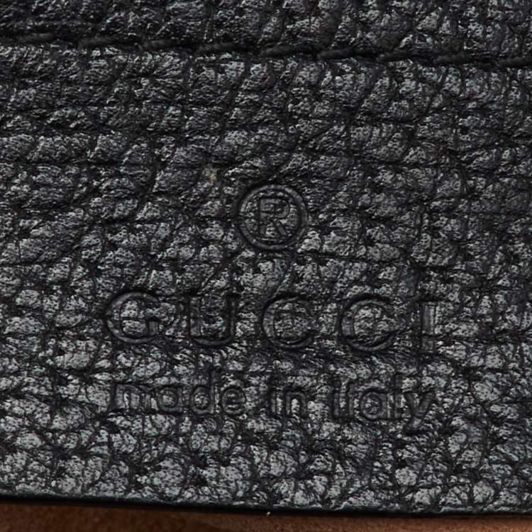 Pre Owned Gucci Black Leather Medium Web Butterfly Embellished Medium Linea Totem Tote