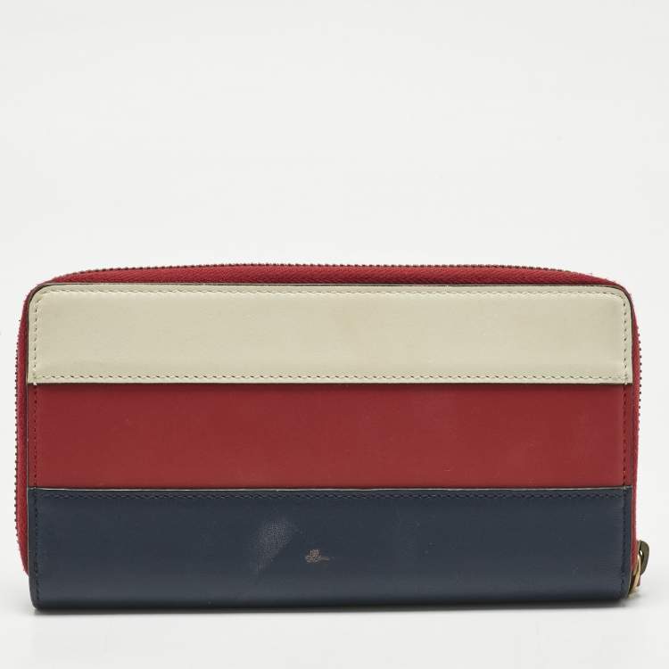 Pre Owned Gucci Tricolor Leather Queen Margaret Zip Around Wallet
