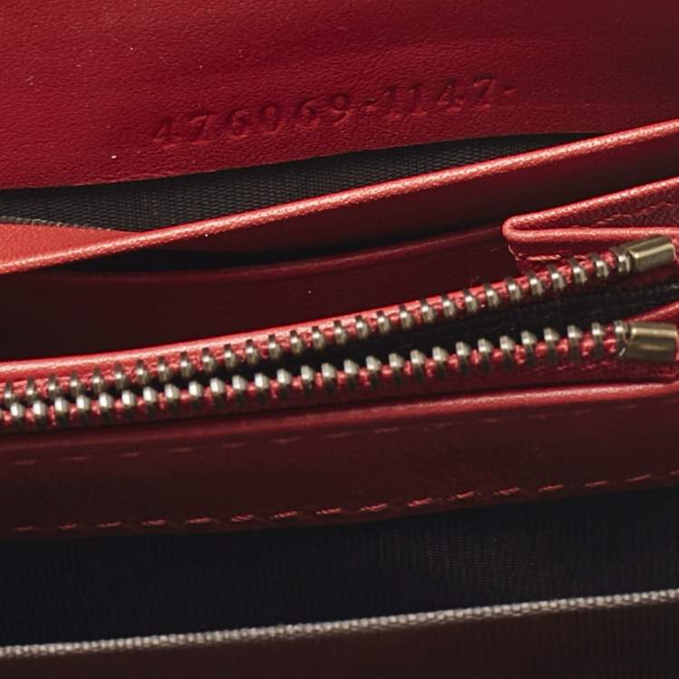 Pre Owned Gucci Tricolor Leather Queen Margaret Zip Around Wallet