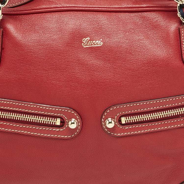 Pre Owned Gucci Red Leather Capri Bowler Bag
