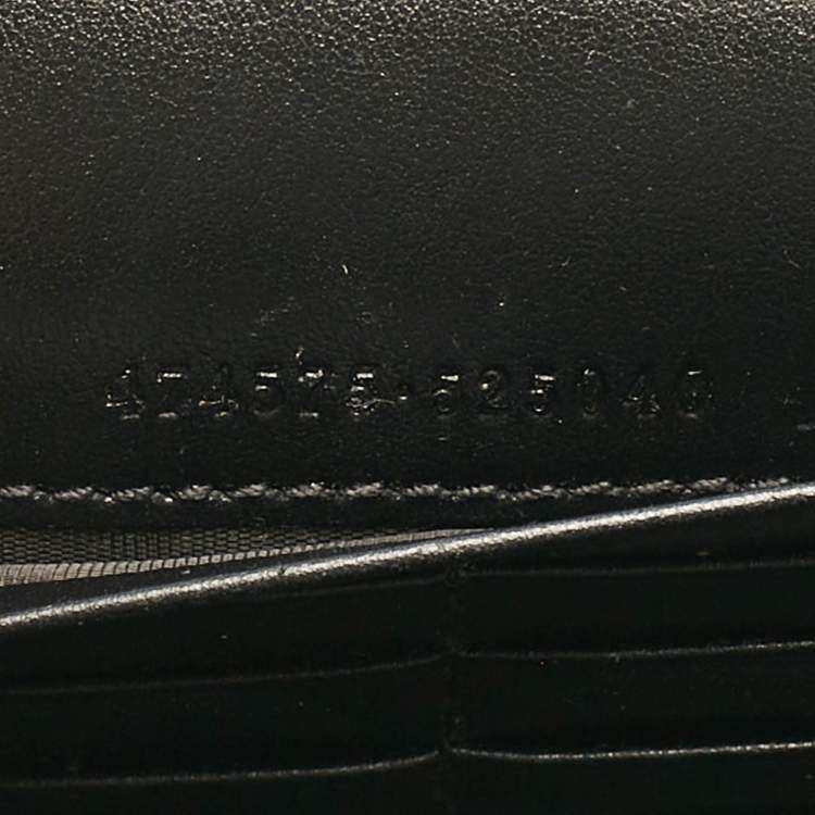 Pre Owned Gucci Black Matelassé Leather GG Marmont Wallet on Chain