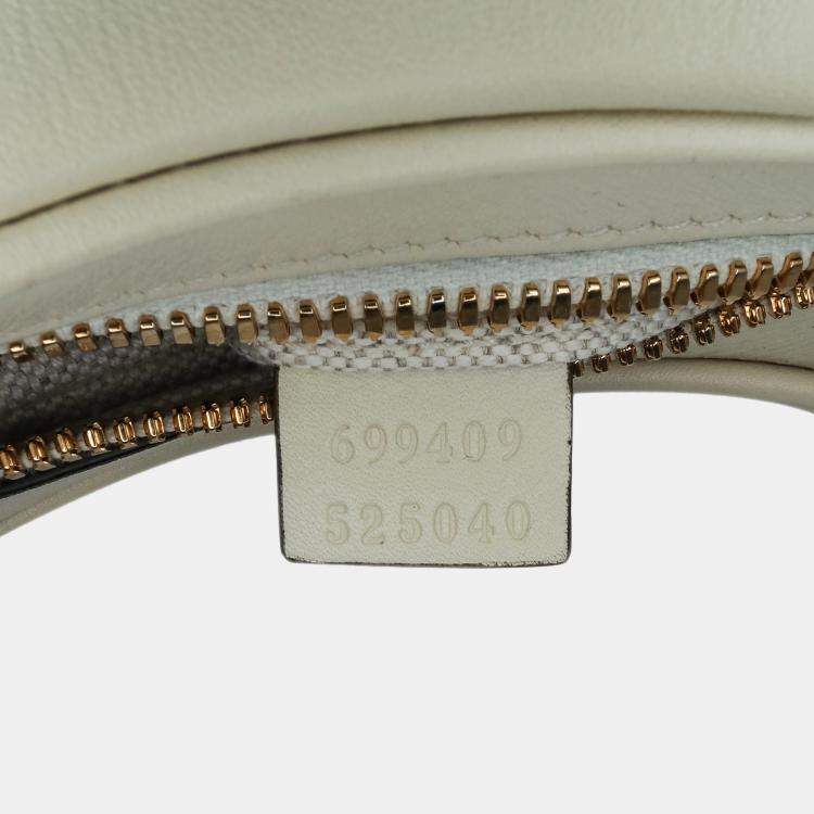 Pre Owned Gucci Web Small White Leather Attache Crossbody Bag