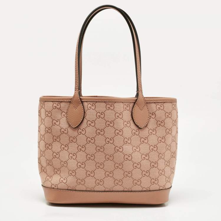 Pre Owned Gucci Pink GG Canvas Small Ophidia Tote