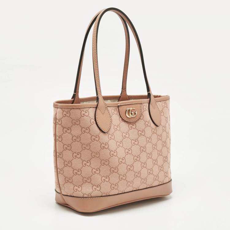 Pre Owned Gucci Pink GG Canvas Small Ophidia Tote