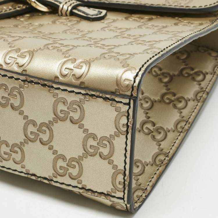 Pre Owned Gucci Pale Gold Guccissima Leather Medium Emily Chain Shoulder Bag