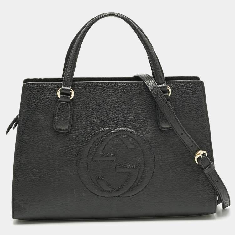 Pre Owned Gucci Black Leather Soho Tote
