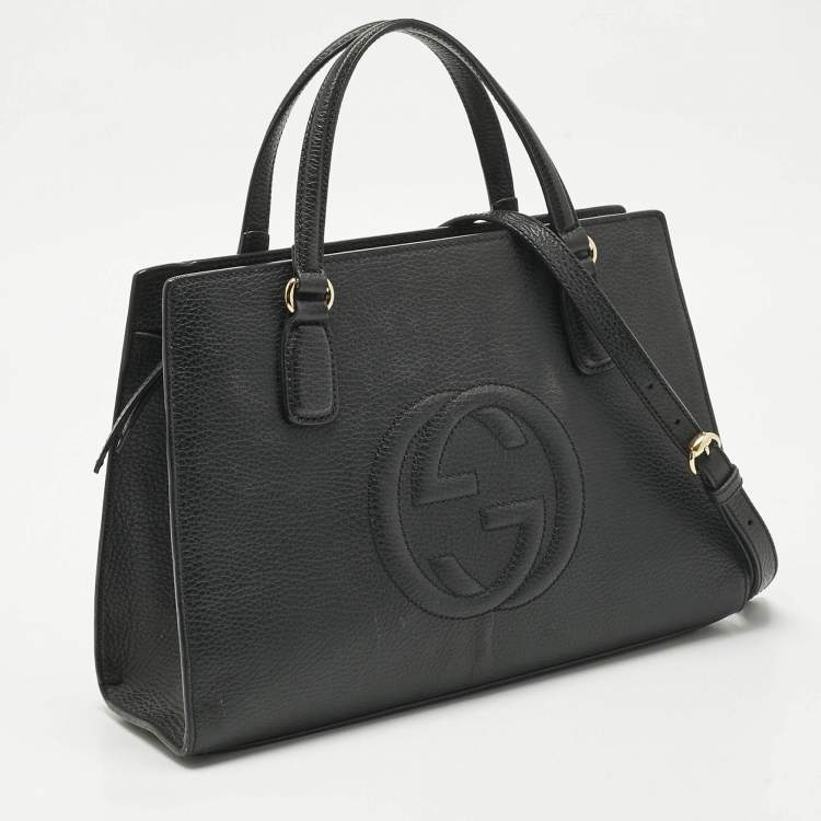 Pre Owned Gucci Black Leather Soho Tote