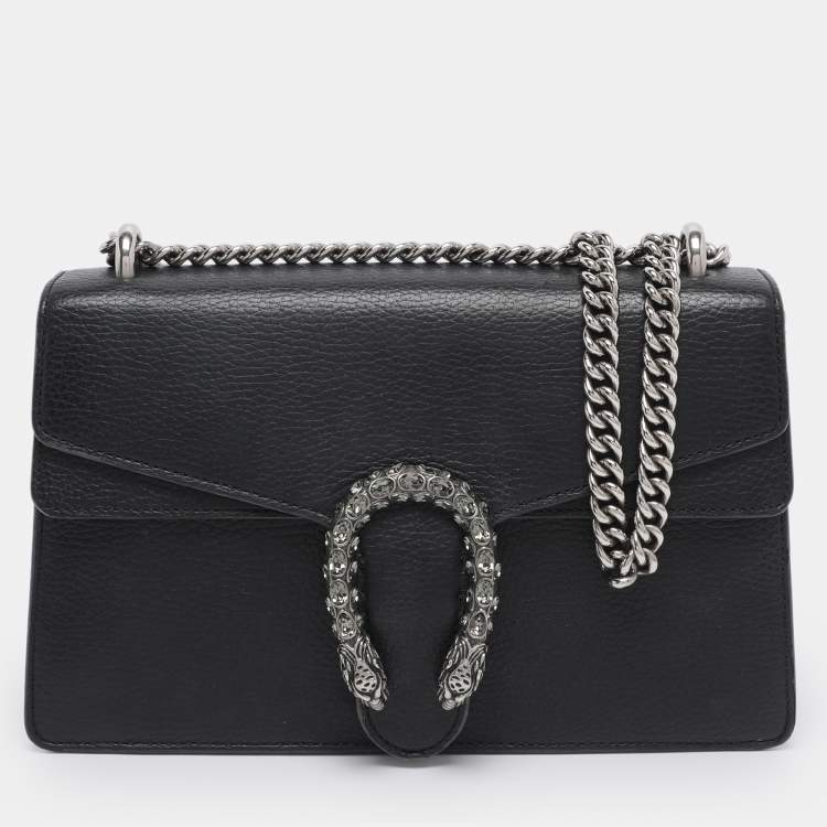 Pre Owned Gucci Black Leather Small Dionysus Crystals Shoulder Bag