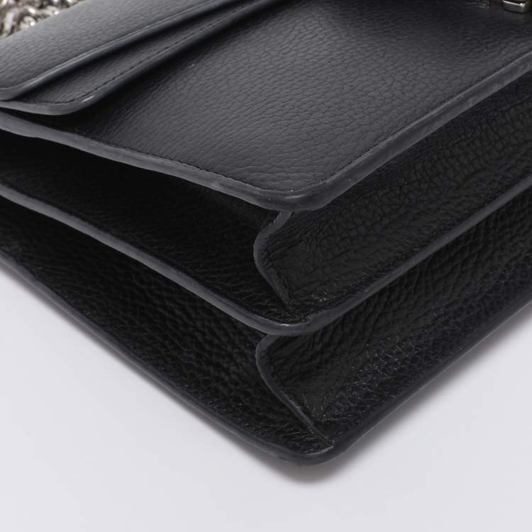 Pre Owned Gucci Black Leather Small Dionysus Crystals Shoulder Bag