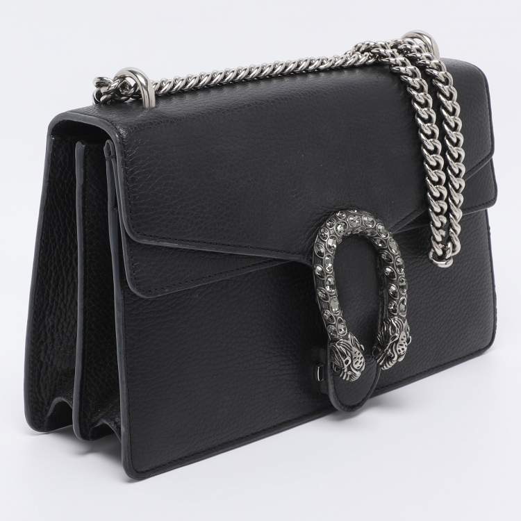 Pre Owned Gucci Black Leather Small Dionysus Crystals Shoulder Bag