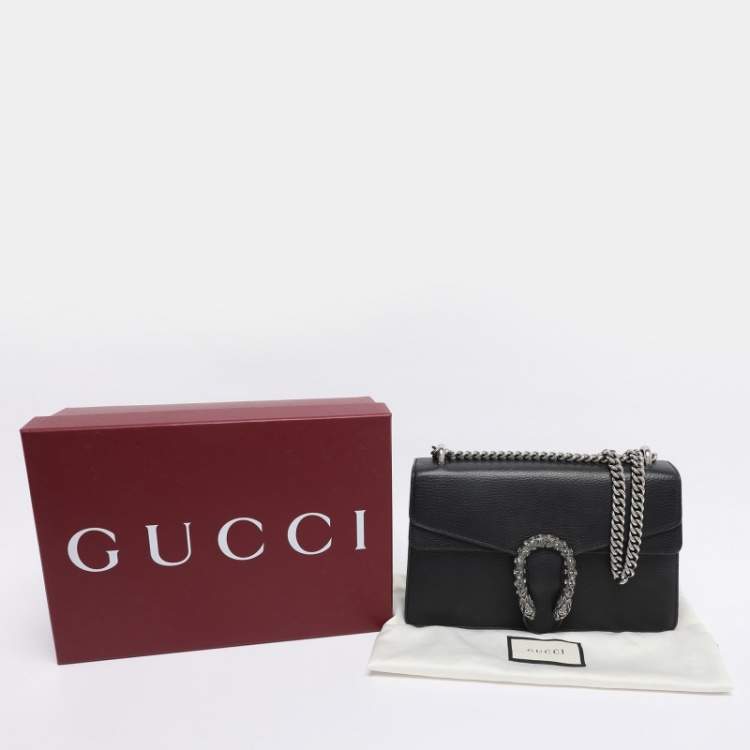 Pre Owned Gucci Black Leather Small Dionysus Crystals Shoulder Bag