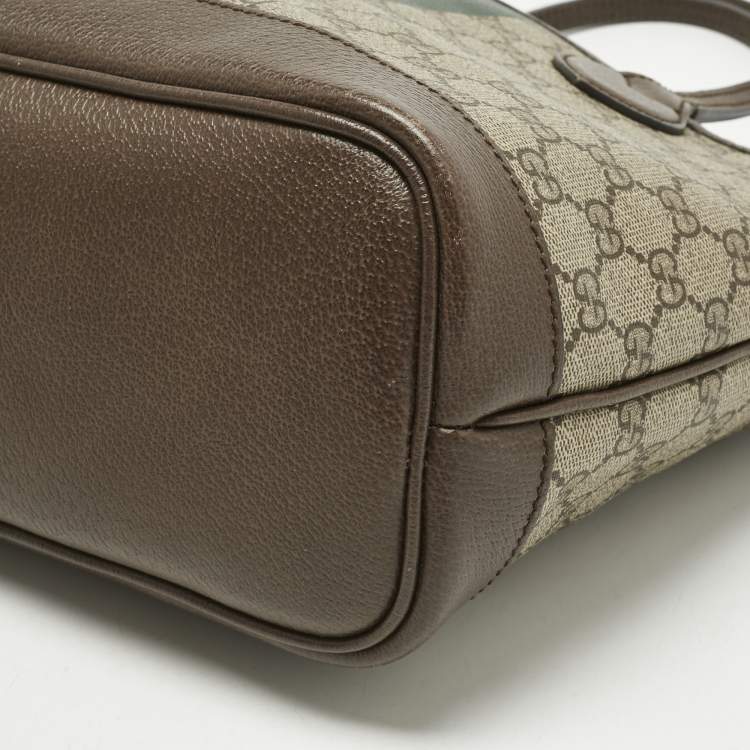 Pre Owned Gucci Beige/Ebony GG Supreme Canvas and Leather Small Ophidia Tote