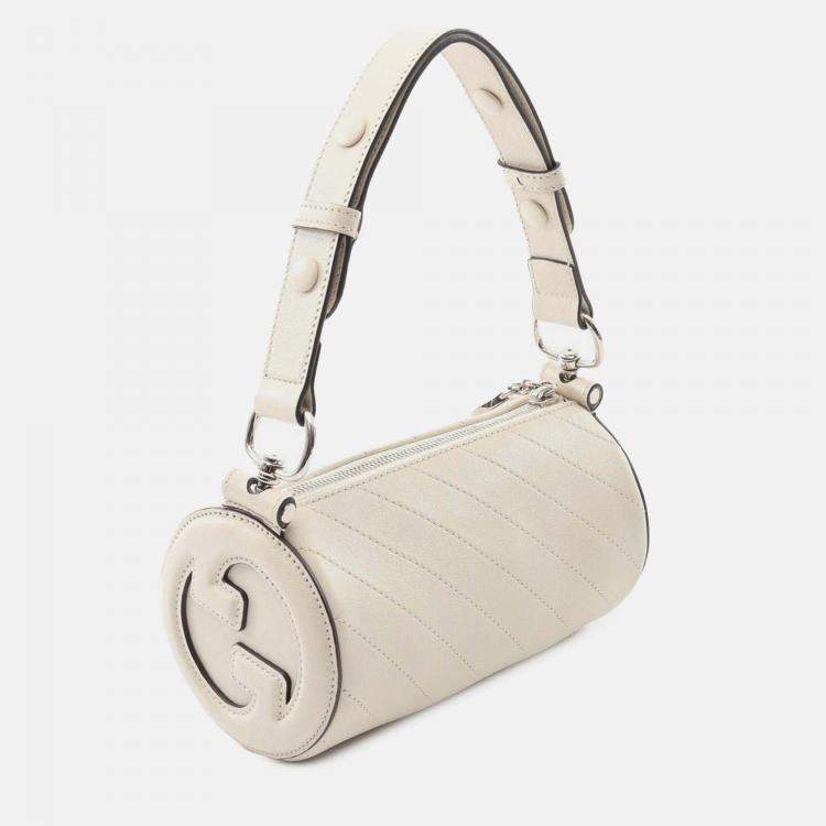 Pre Owned Gucci Cream Mini Leather Blondie Barrel Shoulder Bag