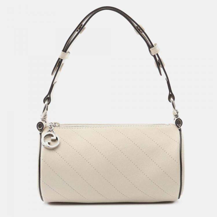 Pre Owned Gucci Cream Mini Leather Blondie Barrel Shoulder Bag
