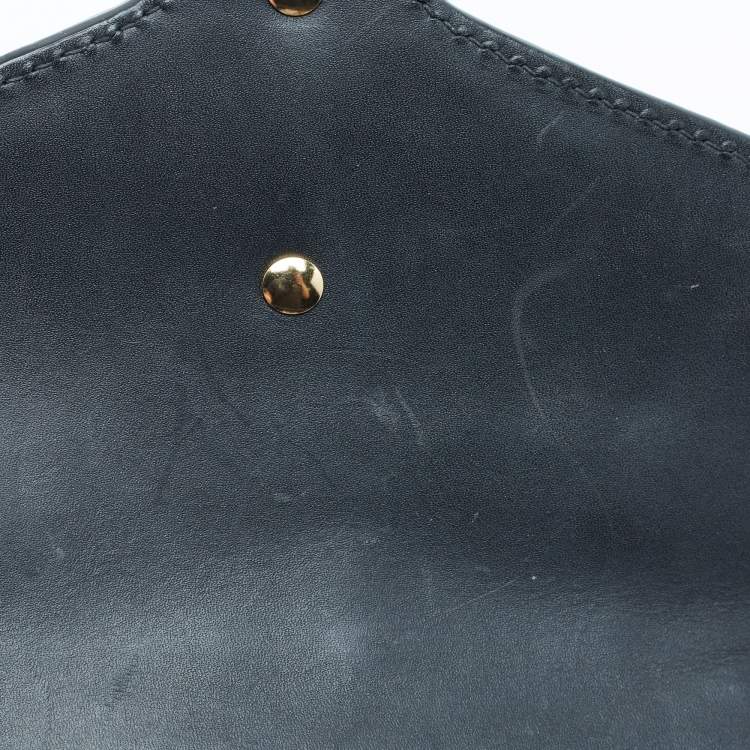 Pre Owned Gucci Black Leather Mini Web Chain Sylvie Shoulder Bag
