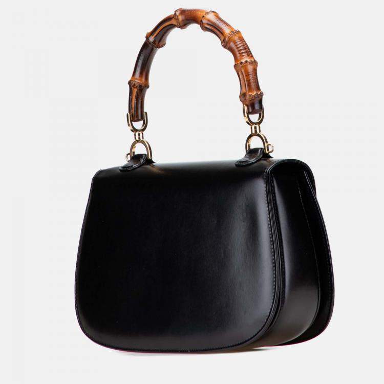 Pre Owned Gucci Black Calfskin Bamboo Night