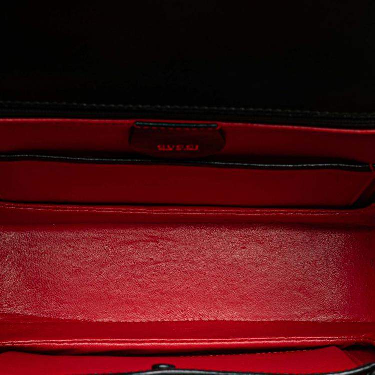 Pre Owned Gucci Black Calfskin Bamboo Night