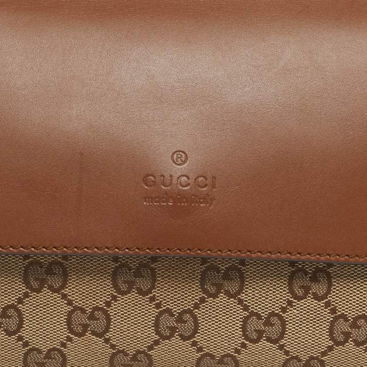 Pre Owned Gucci Beige/Brown GG Canvas and Leather Belt Bag