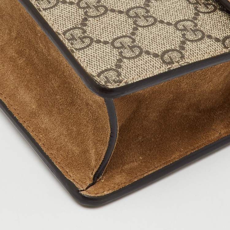 Pre Owned Gucci Beige GG Supreme Canvas and Suede Medium Dionysus Shoulder Bag
