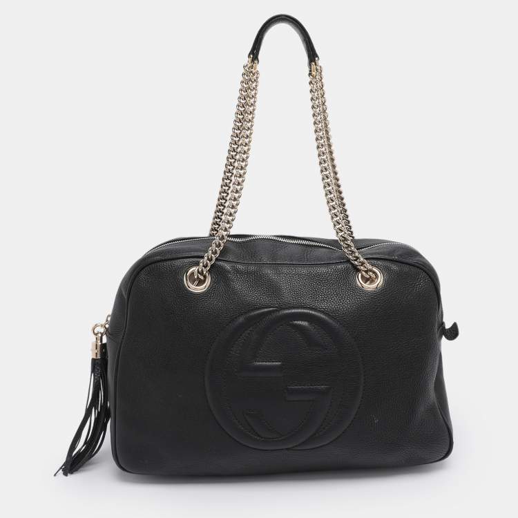 Pre Owned Gucci Black Leather Large Soho Shoulder Bag