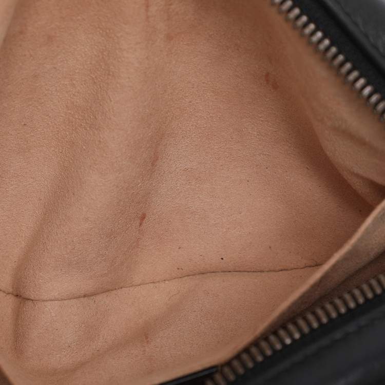 Pre Owned Gucci Black Matelassé Leather GG Marmont Belt Bag