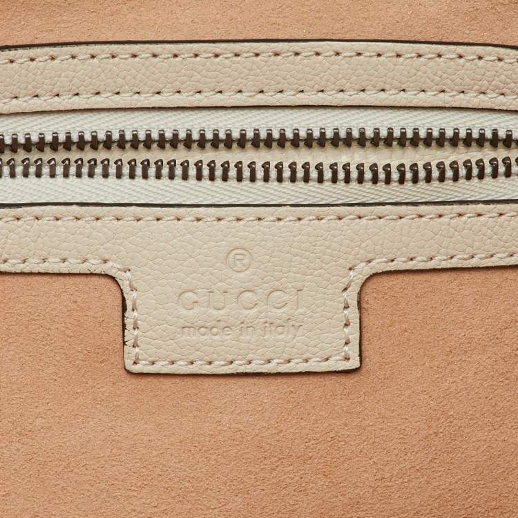Pre Owned Gucci White Leather Double G Large Aphrodite Shoulder Bag
