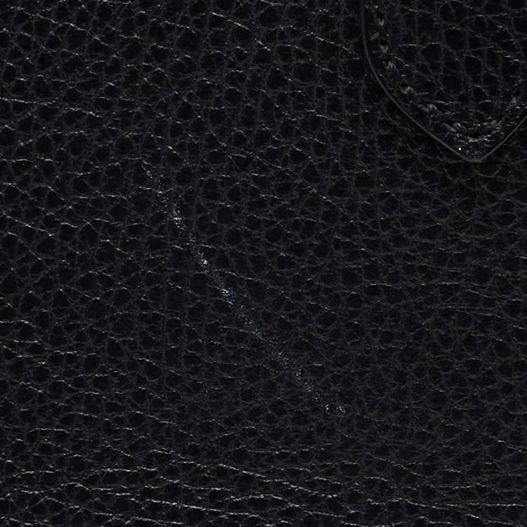 Pre Owned Gucci Black Pebbled Leather Medium Swing Tote