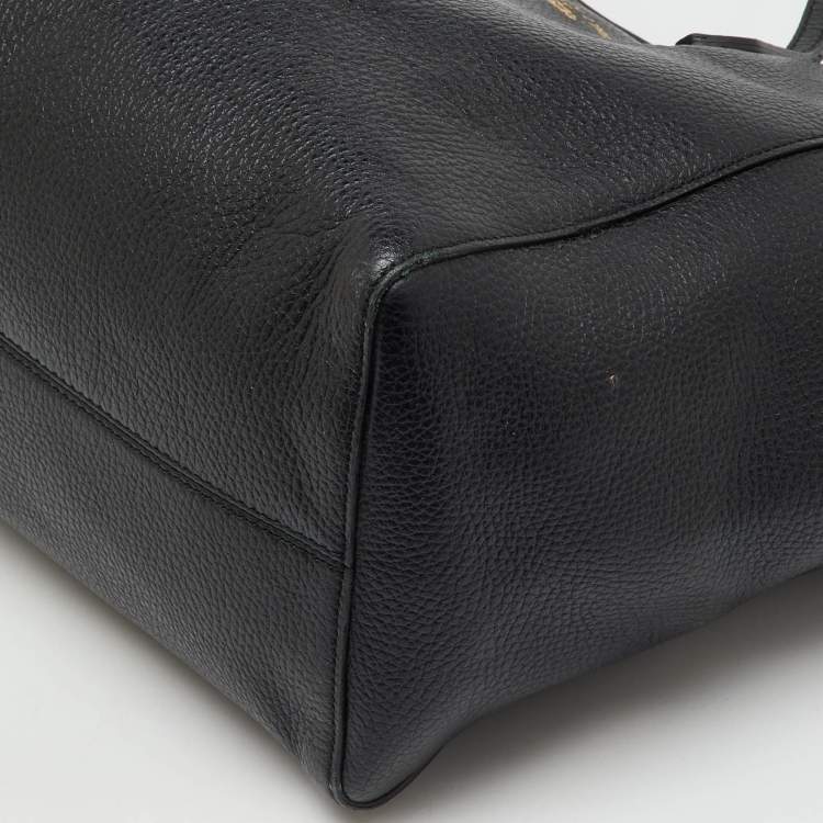 Pre Owned Gucci Black Pebbled Leather Medium Swing Tote