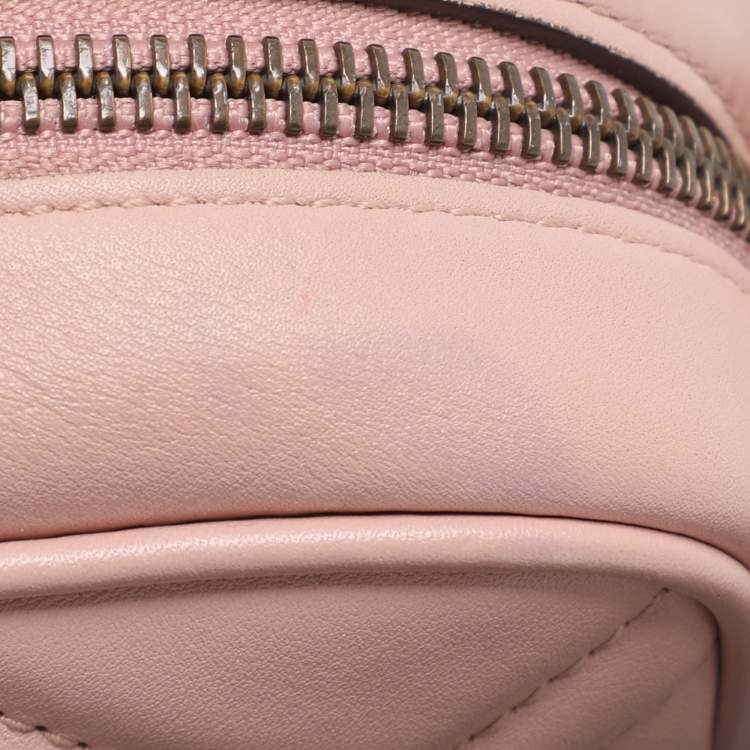 Pre Owned Gucci Dusty Pink Leather GG Marmont Mini Shoulder Bag