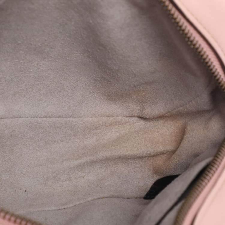 Pre Owned Gucci Dusty Pink Leather GG Marmont Mini Shoulder Bag