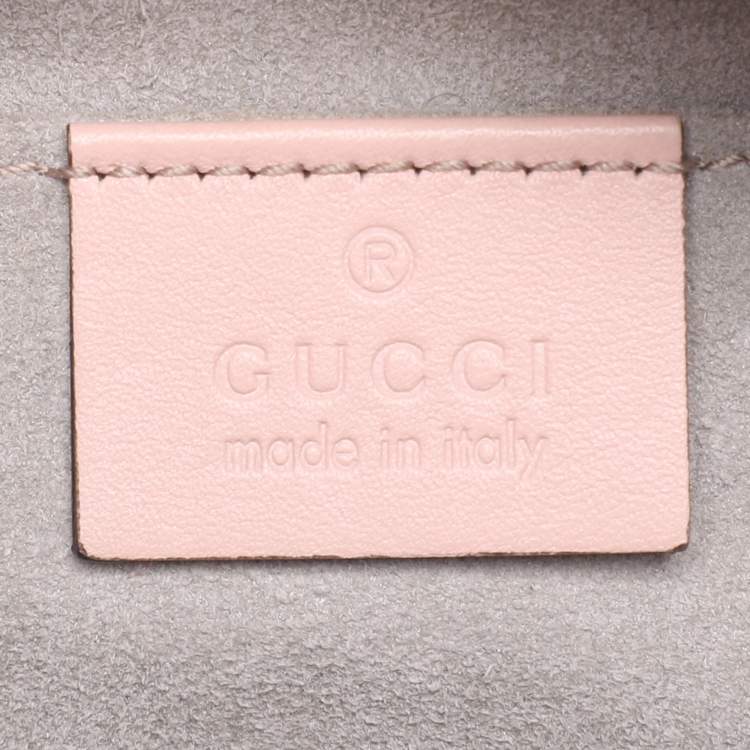 Pre Owned Gucci Dusty Pink Leather GG Marmont Mini Shoulder Bag