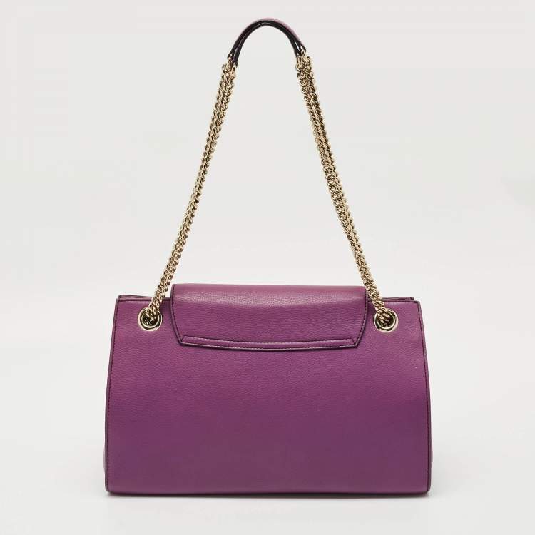 Pre Owned Gucci Purple Leather Large Emily Chain Shoulder Bag