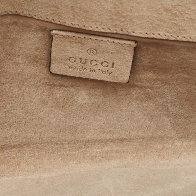 Pre Owned Gucci Cream Guccissima Patent Leather Broadway Clutch