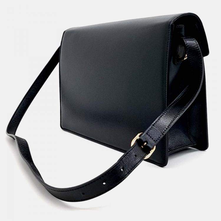 Pre Owned Gucci Black Leather GG Ring Leather Shoulder Bag
