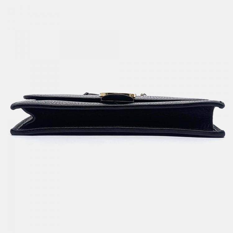Pre Owned Gucci Black Leather Interlocking Chain Crossbody Bag