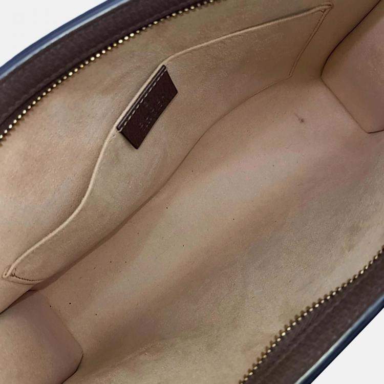 Pre Owned Gucci Beige Brown Leather and PVC Ophidia Clutch