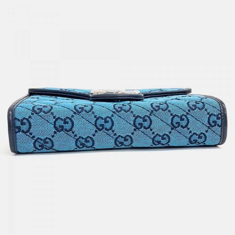 Pre Owned Gucci Blue Canvas Marmont Matrasse Crossbody Bag