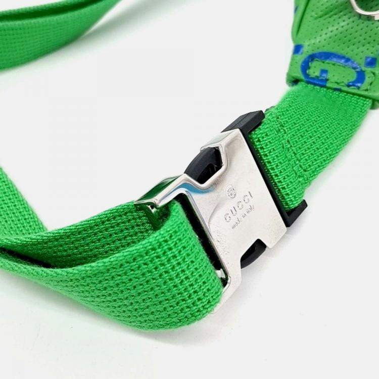 Pre Owned Gucci Green Leather GG Embossed Belt Bag