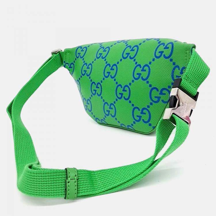 Pre Owned Gucci Green Leather GG Embossed Belt Bag