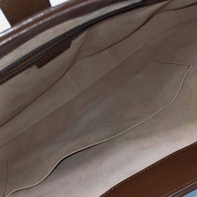 Pre Owned Gucci Beige Brown Leather and PVC Jackie 1961 Medium Hobo Bag
