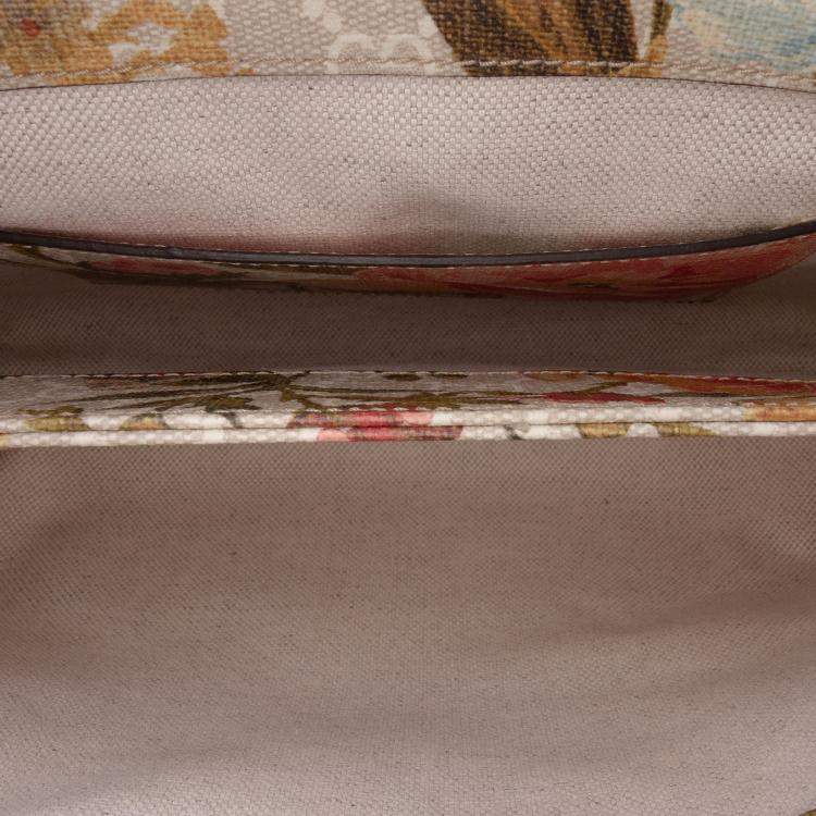 Pre Owned Gucci Beige Small GG Supreme Water Flora Ophidia Chain Bag